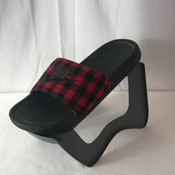 Nike Plaid Inside Upper Cushion Activewear Comfort Fit House Slippers - Picture 1 of 9